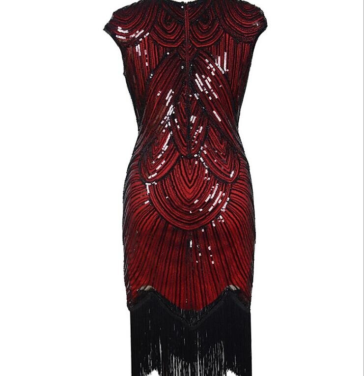 Art Deco Sequin Tassel Flapper Cocktail Dress