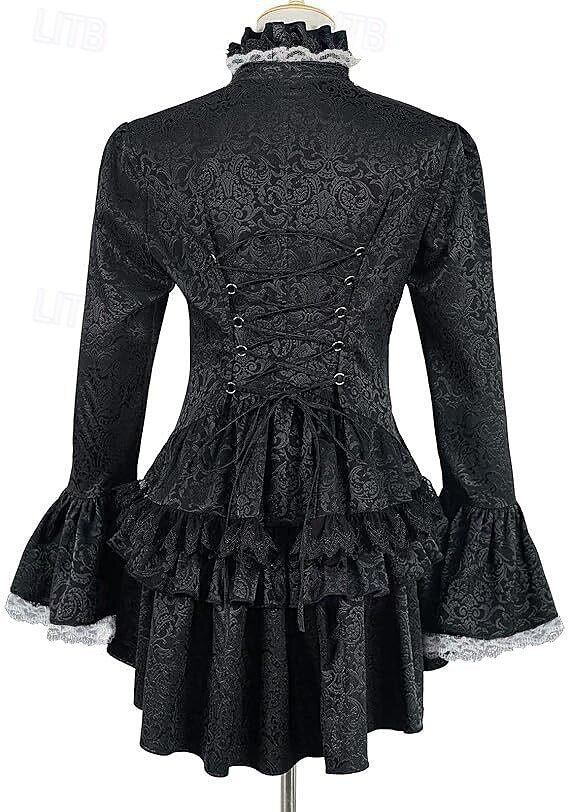 Rococo Victorian Style Goth Design Lace Ruffle  Blouse