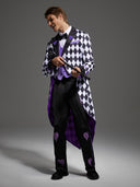 Men's Purple Harlequin Tailcoat 3-Piece Halloween Costume