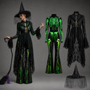 3-teiliges Halloween-Kostümset als Neon-Skeletthexe für Damen