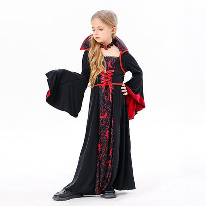Gothic Long Sleeve Black Red Vampire Dress