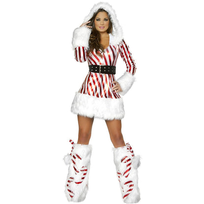 Striped Santa Hooded Mini Dress