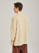Men's Beige Medieval Tunic & Rust Brown Pants Costume Set