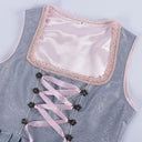 Oktoberfest Gray Dirndl Dress with Pink Lace Apron - Retrorobe