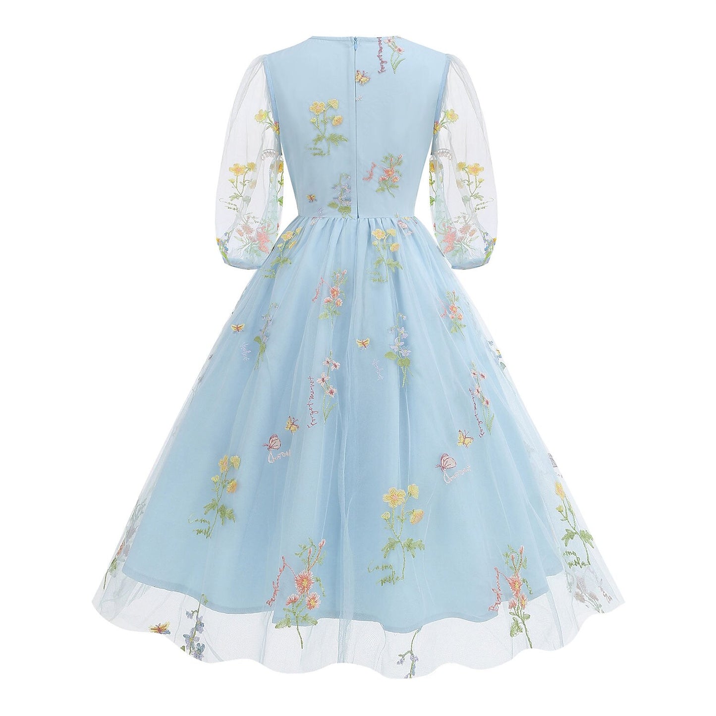 Floral Embroidered V-Neck Midi Dress