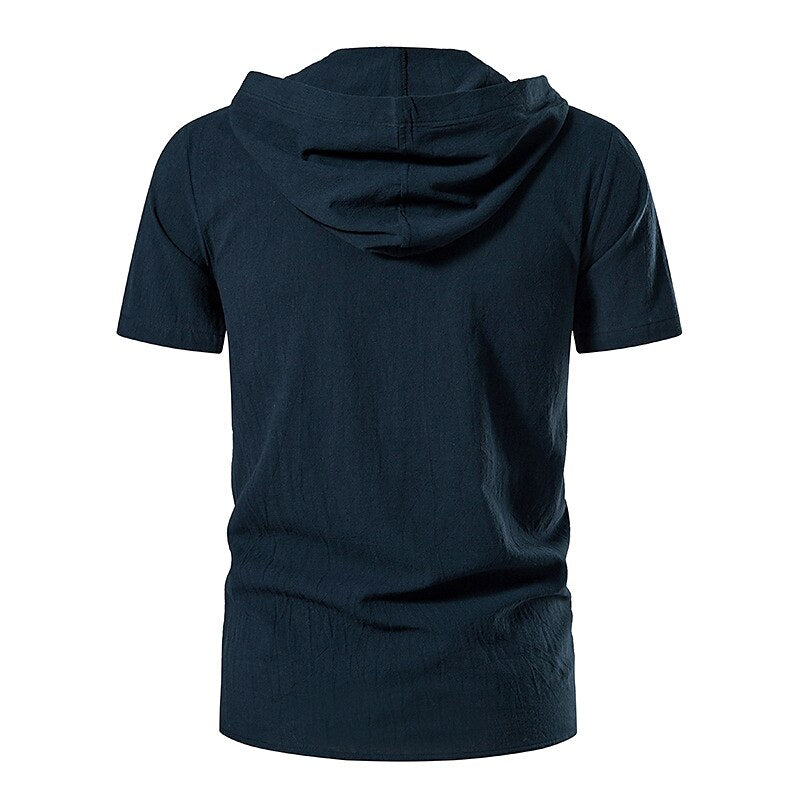 Retro Viking Style Short Sleeve Hooded Shirts