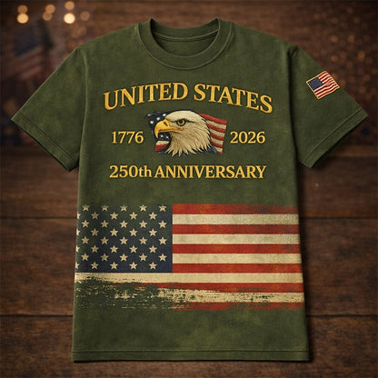 Men's American 250th Eagle American Flag Patriotic Printed T-shirt