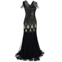 Vestido sirena negro Art Deco con lentejuelas