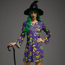 Violettes Halloween-Minikleid mit Joker-Kartenprint für Damen