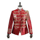 Conjunto de disfraz de cascanueces rojo con lentejuelas para hombre, 3 piezas