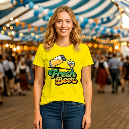 T-shirt graphique Oktoberfest Fresh Beer pour femme