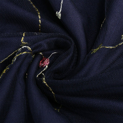 Embroidered Tie Strap Midi Dress