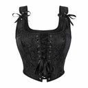 Retro Jacquard Lace-up Corset U-back Vest - Retrorobe