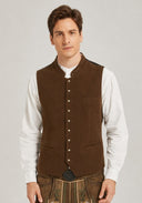 Men’s Brown Bavarian Oktoberfest Vest with Embroidery