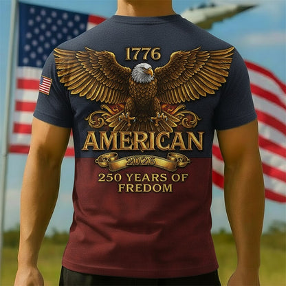 Men's American 250th Eagle Liberty Bell Printed T-shirt