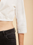 V-Neck Cropped Dirndl Blouse for Oktoberfest