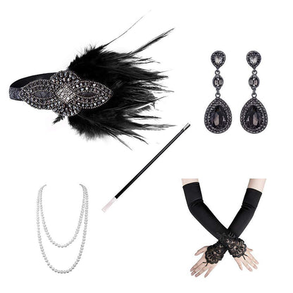 5Pcs 1920s Peacock Art Deco Accessories Set