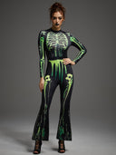 Women's Neon Skeleton Witch 3-Piece Halloween Costume Set