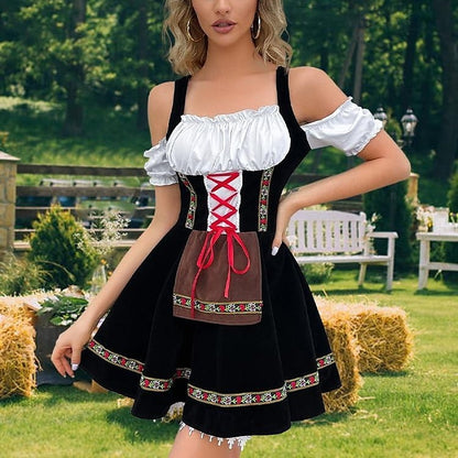 Oktoberfest Beer Costume Dress Dirndl Apron Set