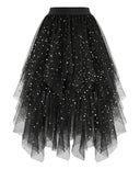 Women's Red and Black Gothic High-Low Tulle Skirt