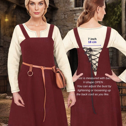 Medieval Viking Apron Overdress Tunic Set Dress