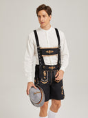 Men's Oktoberfest Lederhosen Costume with White Shirt, Hat & Knee Socks Set
