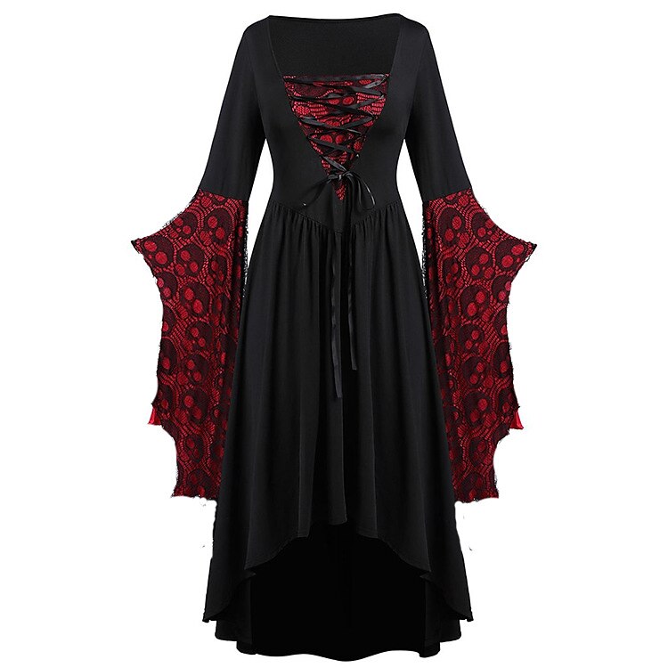 Gothic Halloween Bat Sleeve Irregular Dress