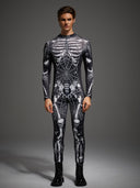 Leotard da uomo gotico con scheletro e ragnatele