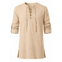 Men's Beige Lace-Up Medieval Tunic Costume Set
