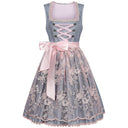 Oktoberfest Gray Dirndl Dress with Pink Lace Apron - Retrorobe