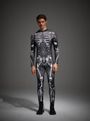 Leotard da uomo gotico con scheletro e ragnatele