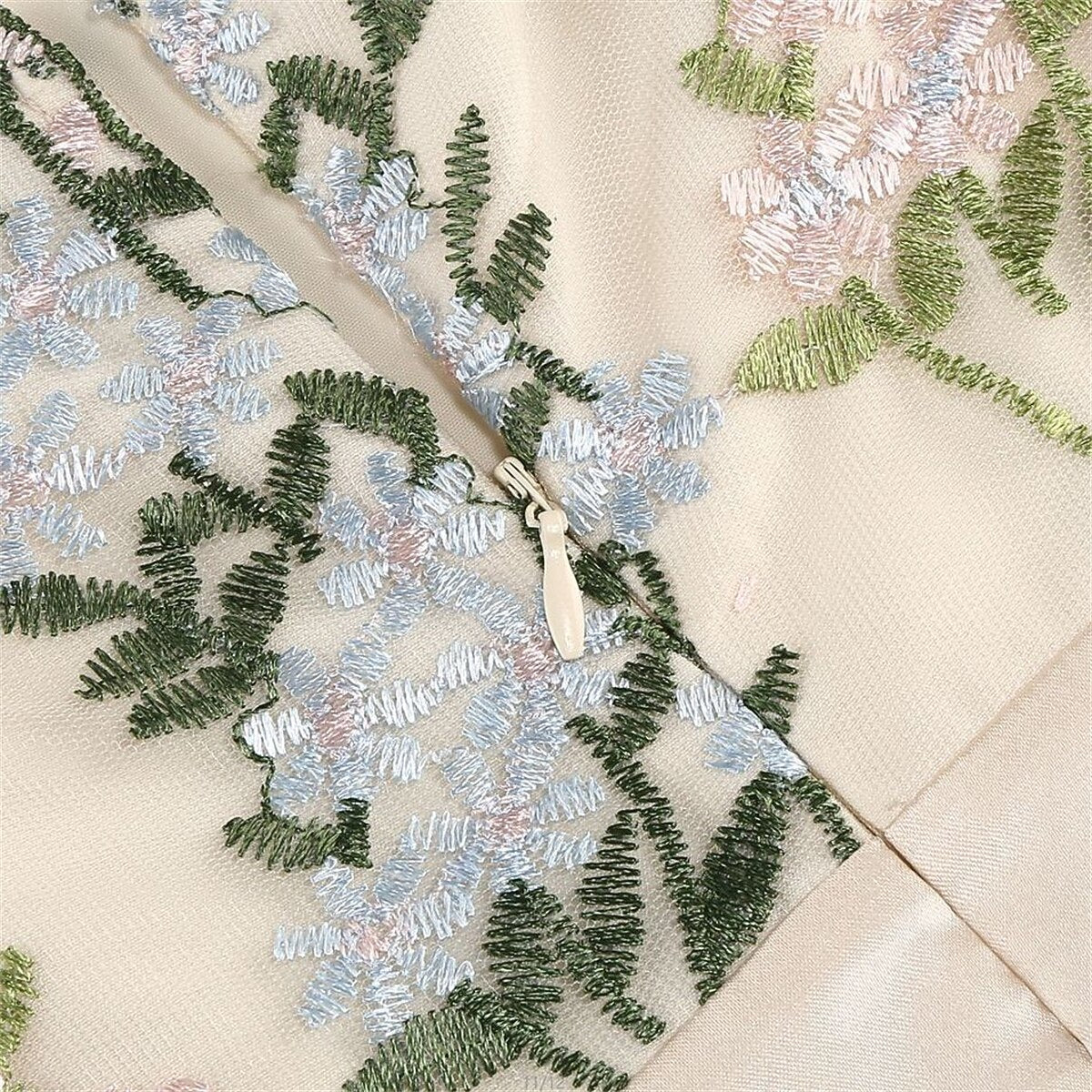 Floral Embroidered V-Neck Midi Dress