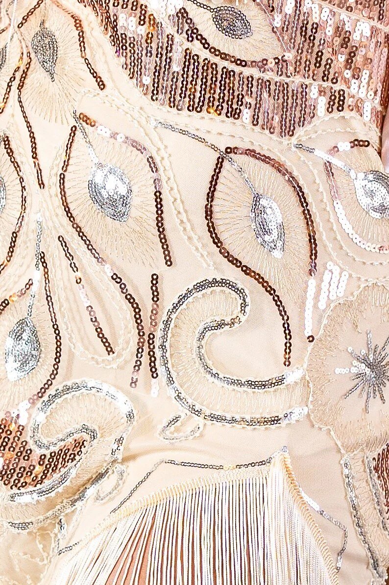 Beaded Flapper Dress with Vintage Floral Detailing