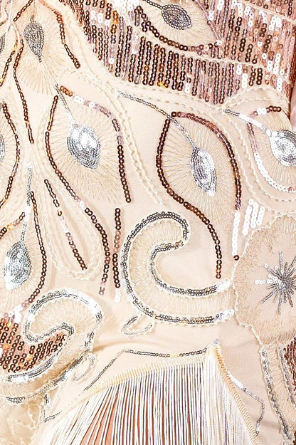 Beaded Flapper Dress with Vintage Floral Detailing