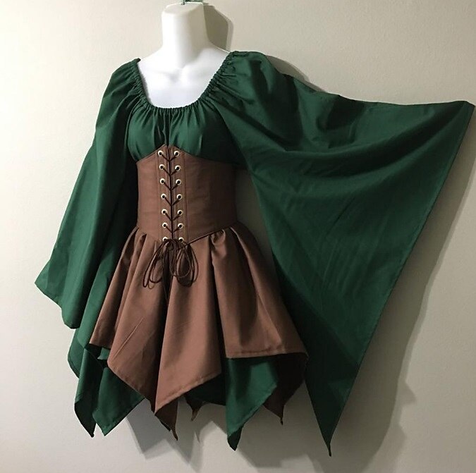 Irish Style Medieval Women's U-Neck Archery Cocktail Dress