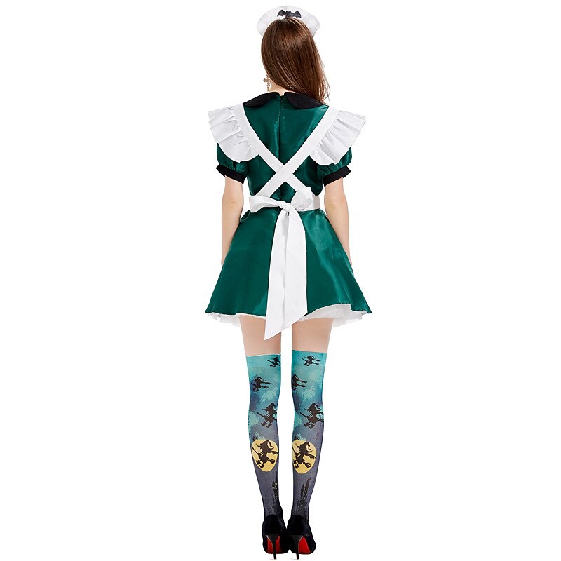 Halloween Maid Costume Dress with Apron and Hat