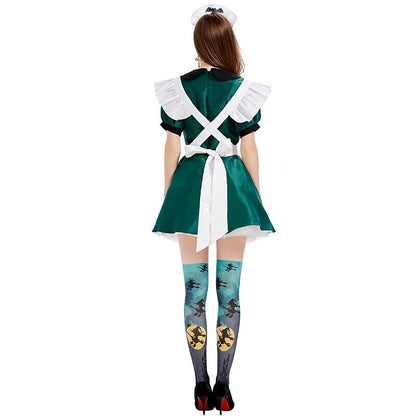 Halloween Maid Costume Dress with Apron and Hat