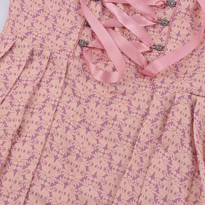 Oktoberfest Pink Dirndl Dress with Embroidered Apron and Blouse