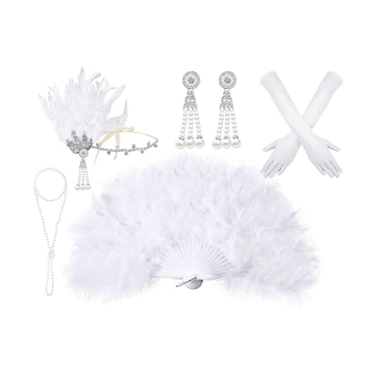 Roaring 20s Accessory Set with Feather Fan