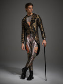 Men's Pumpkin Skeleton Tailcoat 2-Piece Halloween Costume Set