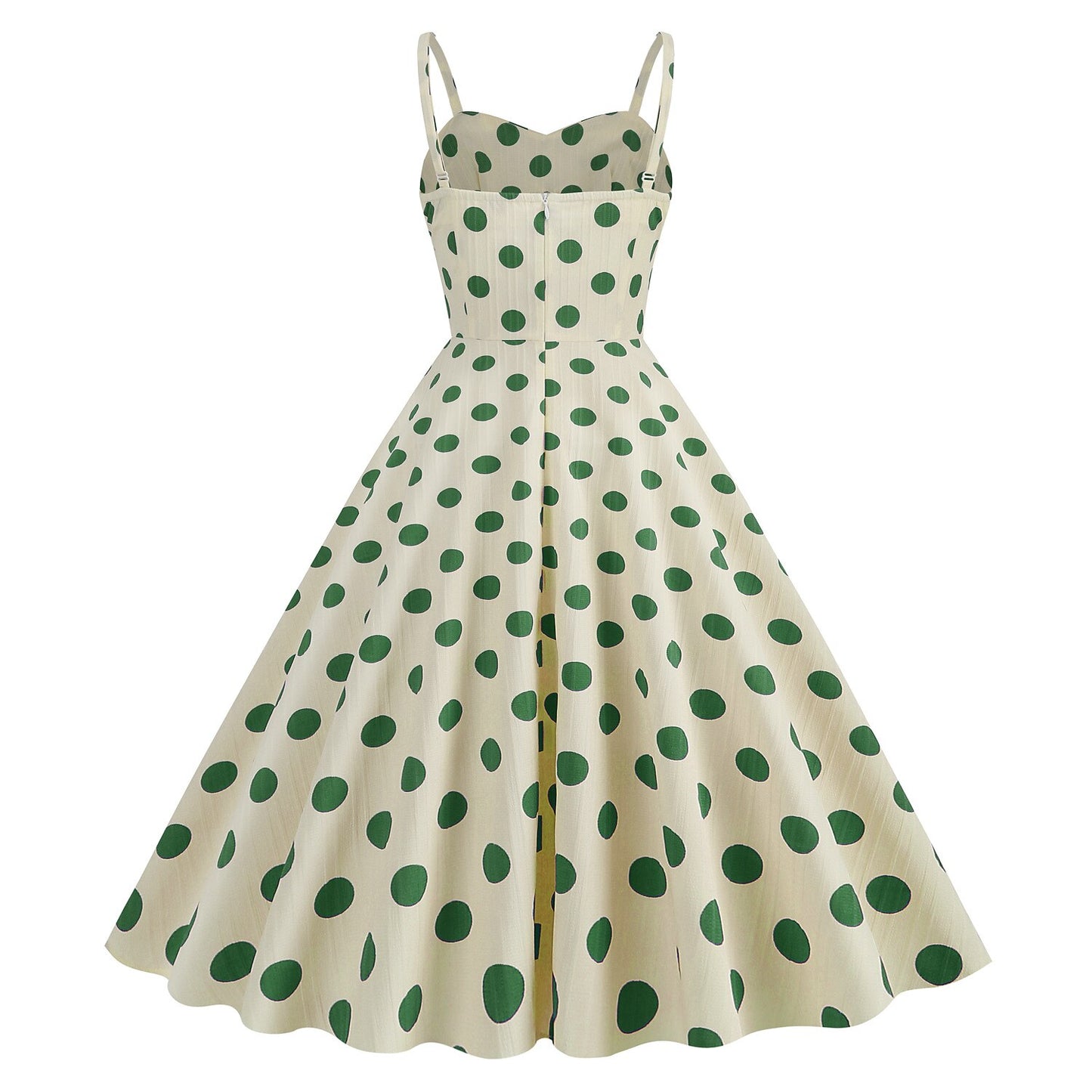 Women's 1950s Polka Dot Spaghetti Strap Swing Dress