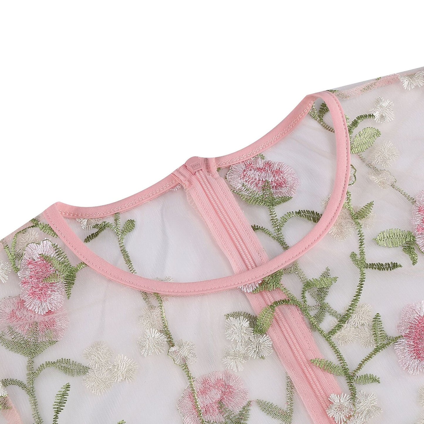 Floral Embroidered Mesh Midi Dress