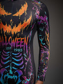 Men's Neon Skeleton Vampire 2-Piece Halloween Costume Set
