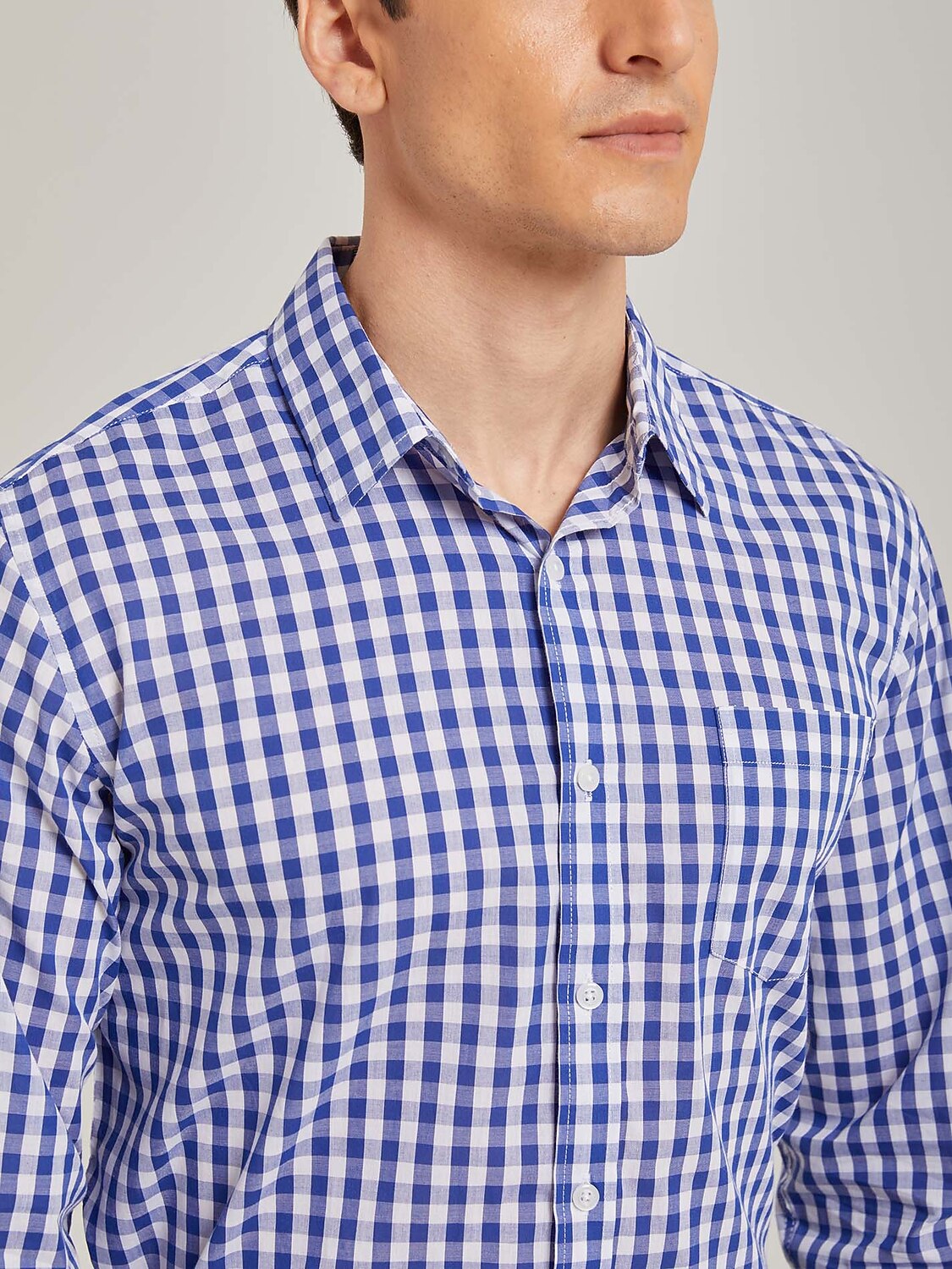 Men’s Blue Checkered Oktoberfest Shirt for Lederhosen