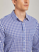 Men’s Blue Checkered Oktoberfest Shirt for Lederhosen