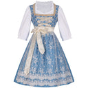 Oktoberfest Costume Blue Dirndl Dress with Blouse and Lace Apron - Retrorobe