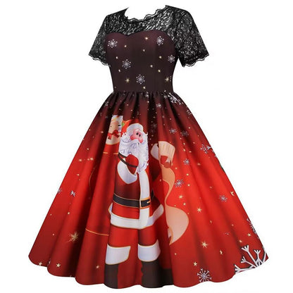 Christmas Vintage Lace Swing Dress