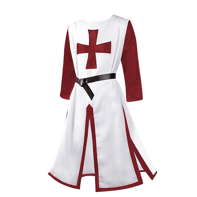 Men's Crusader Style Outfit Set: Shirt, Waist Belt, Helmet