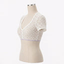 Women’s Oktoberfest White V-Neck Lace Cropped Dirndl Blouse