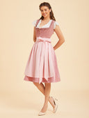 Oktoberfest Pink Midi Dirndl Dress with Pockets